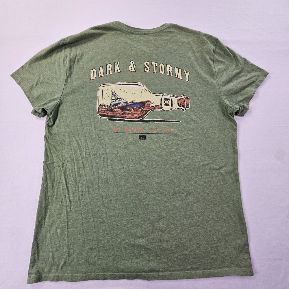 Avid Fishing Dark & Stormy Green Short Sleeve Cotton Blend T-Shirt Men's XL